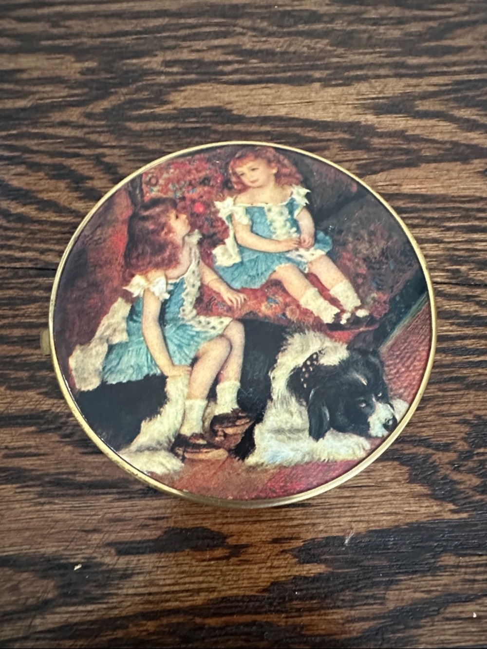 Vintage- 1950’s made in Germany two girls & dog Compact Mirror